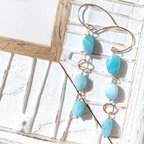 作品❁Larimar long earrings All 14kgf❁美しいハイクオリティラリマー