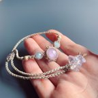 作品hanging bracelet / kunzite × aquamarine  #マクラメブレスレット#