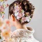 作品胡蝶蘭 ミニ ヘッドドレス ヘアアクセサリー 髪飾り(ホワイトピンク)＊ウェディング 結婚式 成人式 卒業式 白無垢 和装 袴 髪飾り 成人式髪飾り 卒業式髪飾り 和装髪飾り 白無垢髪飾り 袴髪飾り