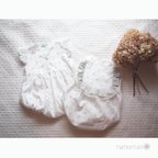 作品ぷっくりロンパース　アナベルの刺繍　ホワイト