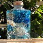 作品☆LEDライト付ハーバリウム　healing night~blue bottle~