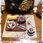 作品ミニチュア  ☆カップケーキとハートチョコケーキセット1☆