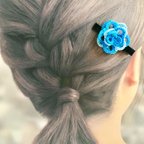 作品シーブルーのお花のヘアクリップ　普段使いにもお出掛けにも