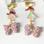 作品リボンハート イヤリング/ピアス🎀