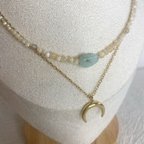 作品Australian jade & mother of pearl moon necklace