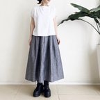 作品ロングプリーツスカート　* Linen chambray stripe *