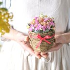 作品pure feminine mini flower basket　ドライフラワー　ギフト　プレゼント