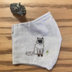 作品シャム猫手刺繍マスク①