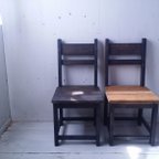 作品無垢ヒノキで造る家具　アンティーク風　背もたれ付チェア　椅子　イス　w400　ブラック　黒　