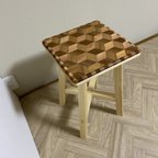 作品木製スツール/椅子【寄木装飾】