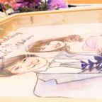 作品色紙サイズ【オーダーメイド】水彩イラスト+ロゴ文字 (約252×283mm)　結婚式 似顔絵 ウェルカムボード