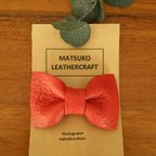 作品牛革★ MATSUKO LEATHERCRAFT シリーズ★リボンのレザーブローチ★レッド