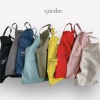 作品【全9色/ Mサイズ110-130】ひとりで着れるシンプルなキッズエプロン　こどもエプロン　男の子エプロン　女の子エプロン　エプロンセット　三角巾　巾着袋