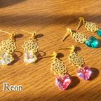 作品aurora heart swarovski pierce (金具変更可)