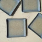 作品淡青色の正方形の小皿 ５枚セット