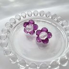 作品ビーズアクセサリー　- clear purple -