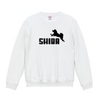 作品【送料無料】【新品】SHIBA 柴犬 トレーナー スウェット パロディ おもしろ 白 メンズ  プレゼント
