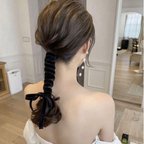 作品【20mm×90cm ブラック】ベロアリボン ブライダル ヘアアクセサリー