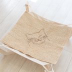 作品【マット キャットナップ】猫 春夏 ラフィア 天然素材 手編み ペット ベッドカバー 保護猫支援 寄付