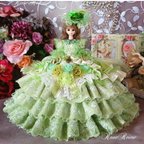 作品★GWセール エリザベート王妃 春の訪れを彩るファンタジーグリーンのバブリングプリンセスドレス