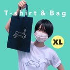 作品走るニャンコセット【 Tシャツ(XL)&トートバッグ】