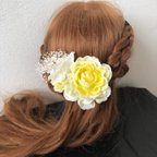 作品ウエディング　ヘアアクセサリー　イエロー