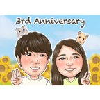 作品似顔絵オーダー　＊　カップル　結婚式　記念日　あたたかく可愛い似顔絵✨