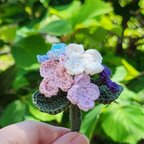 作品【母の日応援  30%OFF 】紫陽花のブーケブローチ・かぎ針編み