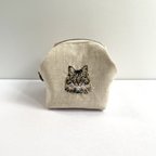 作品yu-ki0903様オーダー品☆猫の手刺繍のキャラメルポーチ