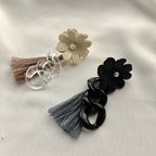 作品お花×チェーン×タッセルのピアス