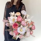 作品ピンクベージュポピーブーケ silkflower wedding bouquet