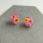 作品煌めく涼しげお花×レジン　ピアス