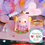 作品コロナ終息まで❣️期間限定🌸和菓子風🍡アマビエさま♡キーホルダー🌸水晶(厄除け作用)付き🔮