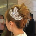 作品髪飾り#R81、ヘアコーム、ヘッドドレス  ビジュー 葉っぱ ヘアアクセサリー クリスタル 結婚式 披露宴　花嫁