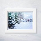 作品雪化粧をまとう温もりの家、クリスマスを彩る静寂の風景、穏やかな冬の記憶 ポスター 2L A5 A4 A3 B3 A2 B2 A1 サイズ ウィンター 風景 写真 海外 インテリア