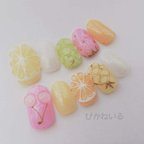 作品パステルカラー♡ぷっくりMixフルーツネイル