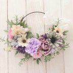 作品【母の日割】母の日💐シックなアイアンリース(約29cm)母の日　ミモザ　玄関リース　結婚祝い　出産祝い　新築祝い　誕生日