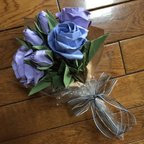 作品折り紙 薔薇 花束 薄青×薄紫