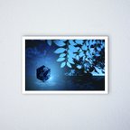 作品青く静寂をイメージした癒し系のデジタルアートのジークレー版画【A2（420x594mm）】#120