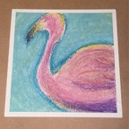 作品フラミンゴ クレヨン画 クレパス画 Flamingo 火烈鳥 火烈鸟