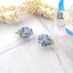 作品紫陽花　ブルー×ミルキーブルー　コロンッ♪シリーズ　Ver②　ピアス　イヤリング
