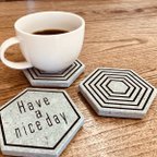 作品笏谷石のコースター 『Have  a  nice  day』　ディスプレイ台、小物置きなどちょっとしたプレゼント　送料無料