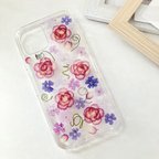 作品ミニバラ 【押し花】 スマホケース 全機種対応 タピアン トケイソウ