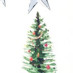 作品クリスマスツリー【水彩】Lサイズ　ウォールステッカー/ウォールデコ【送料無料】