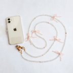 作品🎀リボンビーズスマホショルダーストラップ┊︎スマホショルダー ┊︎スマホストラップ