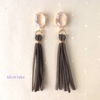 作品《 Brilliant Tassel 》キラキラ★ミルキーピンク色のスワロ＆タッセル ピアス/イヤリング 