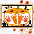 作品ハロウィン かぼちゃ 手型足型アート