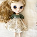 作品アウトフィット　ブライス　リカちゃん　お洋服　エプロンワンピース　グリーン　Green