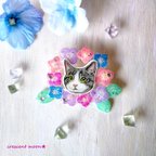 作品【雨露で輝く紫陽花】うちの子♥ブローチお作りします！／色鉛筆／イラスト／愛犬／愛猫【定形外郵便で送料無料♪】2023デザイン