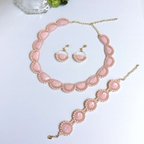 作品【セット割引】ビーズ刺繍のアクセサリー３点セット（ピンク）※受注販売